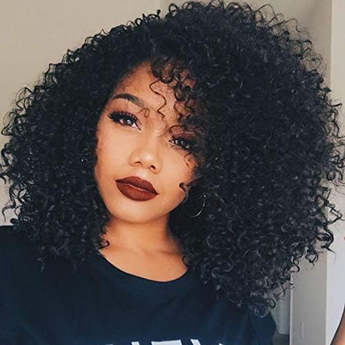 YIROO Water Wave Curly Lace Front Synthetic Wigs for Women, 14 inches Natural Hairline Deep L' Right Side Parting Hair Glueless High Density Wig Wet and Wavy(14 inches, Natural black)