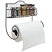 MyGift Wall Mounted Rustic Black Metal Kitchen Spice Rack & Paper Towel Holder/Bathroom Basket & Towel Bar