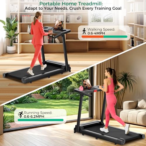 Walking Pad Treadmill, Foldable Small Treadmill for Home Office, 3.0 HP Brushless Motor with LED Display, 300 LBS Capacity, Quiet Capacity Compact Quiet Desk Treadmill