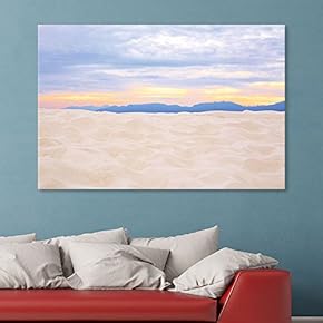 Canvas Wall Art - Romantic White Sand Landscape at Sunset Time - Giclee Print Gallery Wrap Modern Home Art Ready to Hang - 12x18 inches