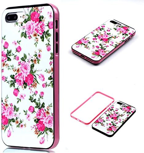 iPhone 7 Plus Case, Wandeneng Hybrid Fancy Colorful Pattern Hard Soft Silicone Bumper Case Fit for iPhone 7 Plus (Rose)