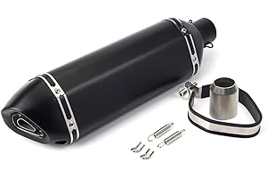 PACEWALKER Exhaust Muffler 1.5-2"Inlet with Removable DB Killer for Street/Sport Motorcycles and Scooters with 38,51mm Diameter Exhaust Pipes(Matt black)