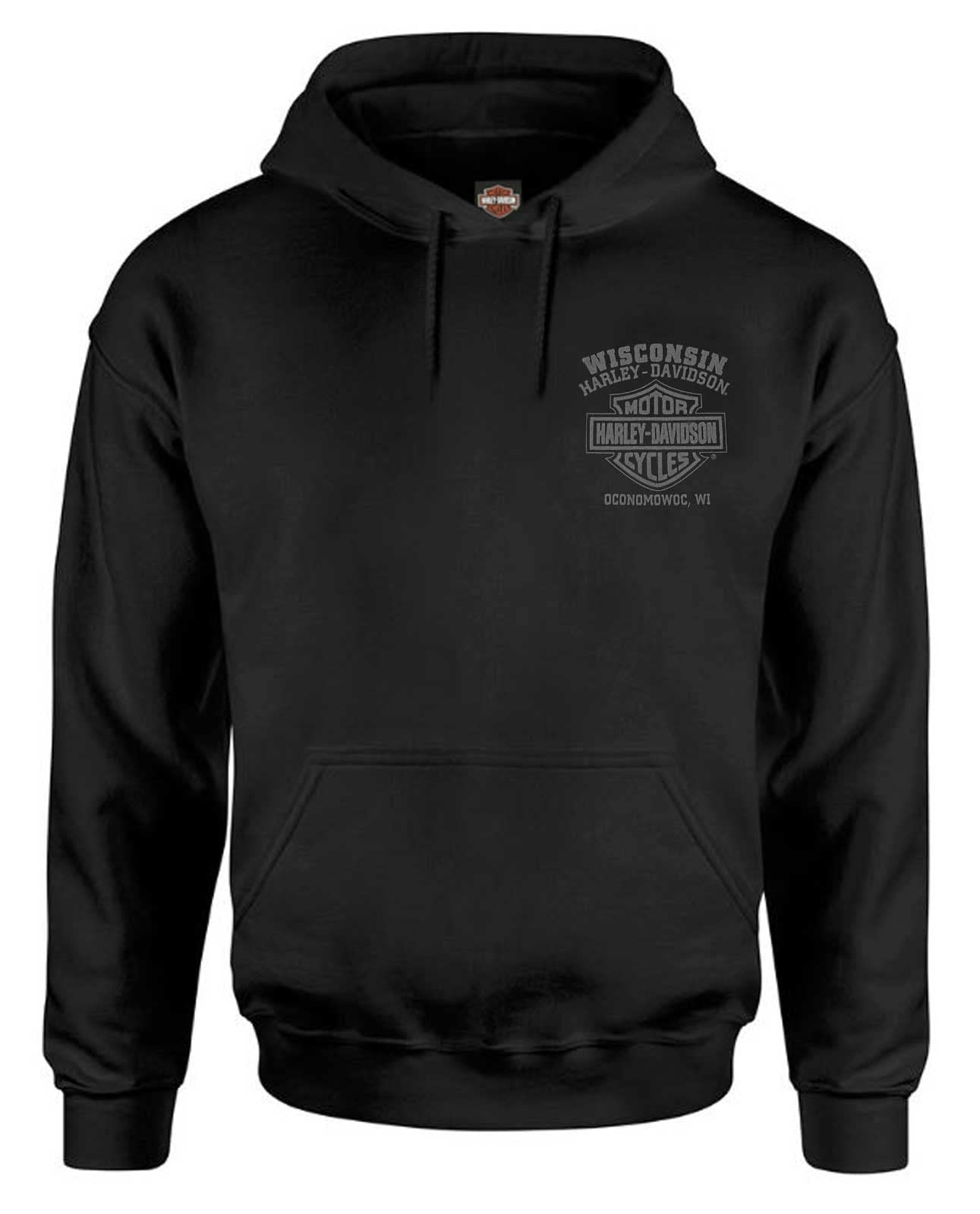 Harley-Davidson Skull Pattern Pullover Hoodie, Men's Size Medium cotton gray type Vintage Second Hand