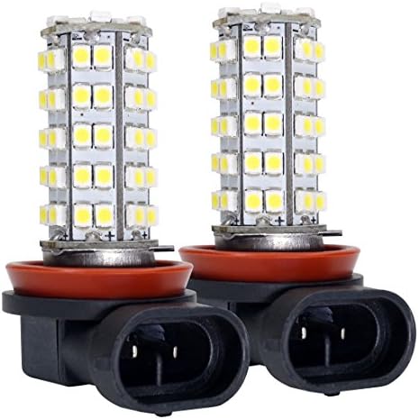 H8 H11 LED Fog Light Bulbs 68-SMD 3528 Chipset Plug-n-Play,White Color (Pack of 2)