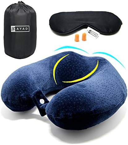 ZAYAD 2017 New Design Evolution Memory Foam Travel Pillow with Sleep Mask, Earplugs, Carry Bag - The Best Travel Neck Pillow with 360 Head
