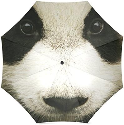 Panda Face Cheap Folding Travel Umbrella, Sun/Rain Compact Parasol Umbrella