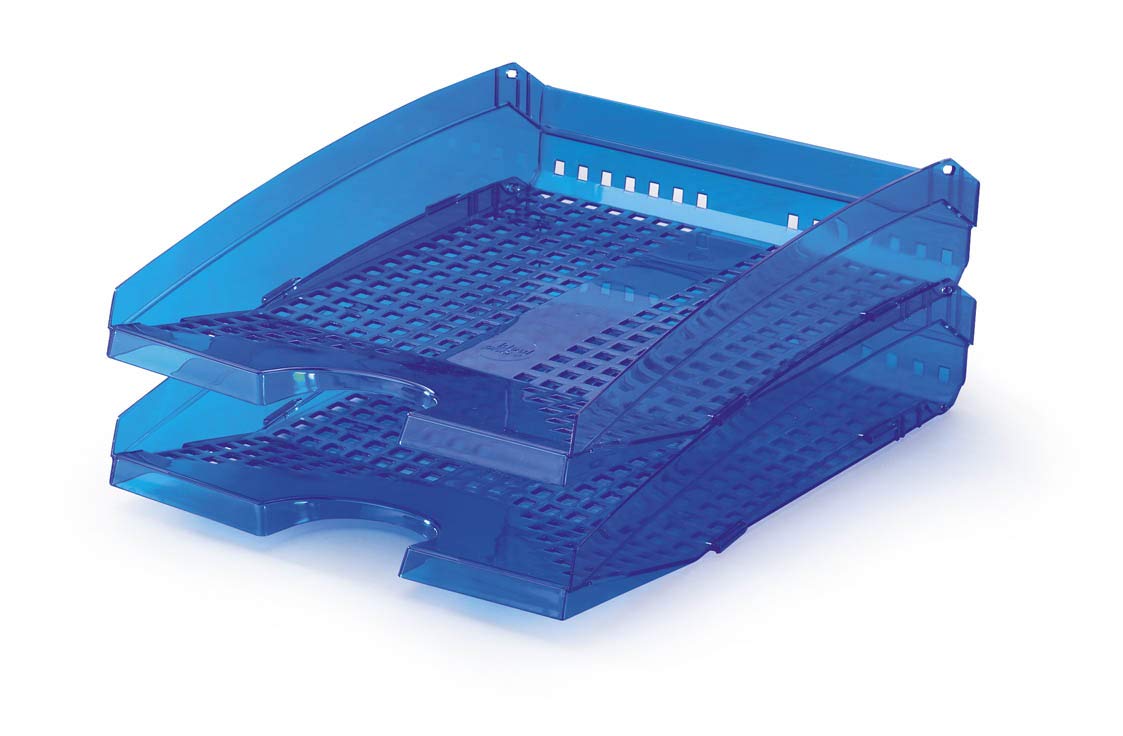 Durable 1701626540 Letter Trays (Trend, for DIN A4 to C4 format, Stackable) 6-Piece, Blue Transparent