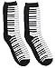 Women's Black White Music Notes, Piano Keys, Instruments Crew Socks, (3Pr) Size: 9-11