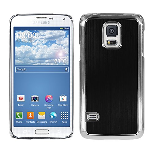 kwmobile Premium hard case for Samsung Galaxy S5 Mini with reinforced back of brushed aluminium in black
