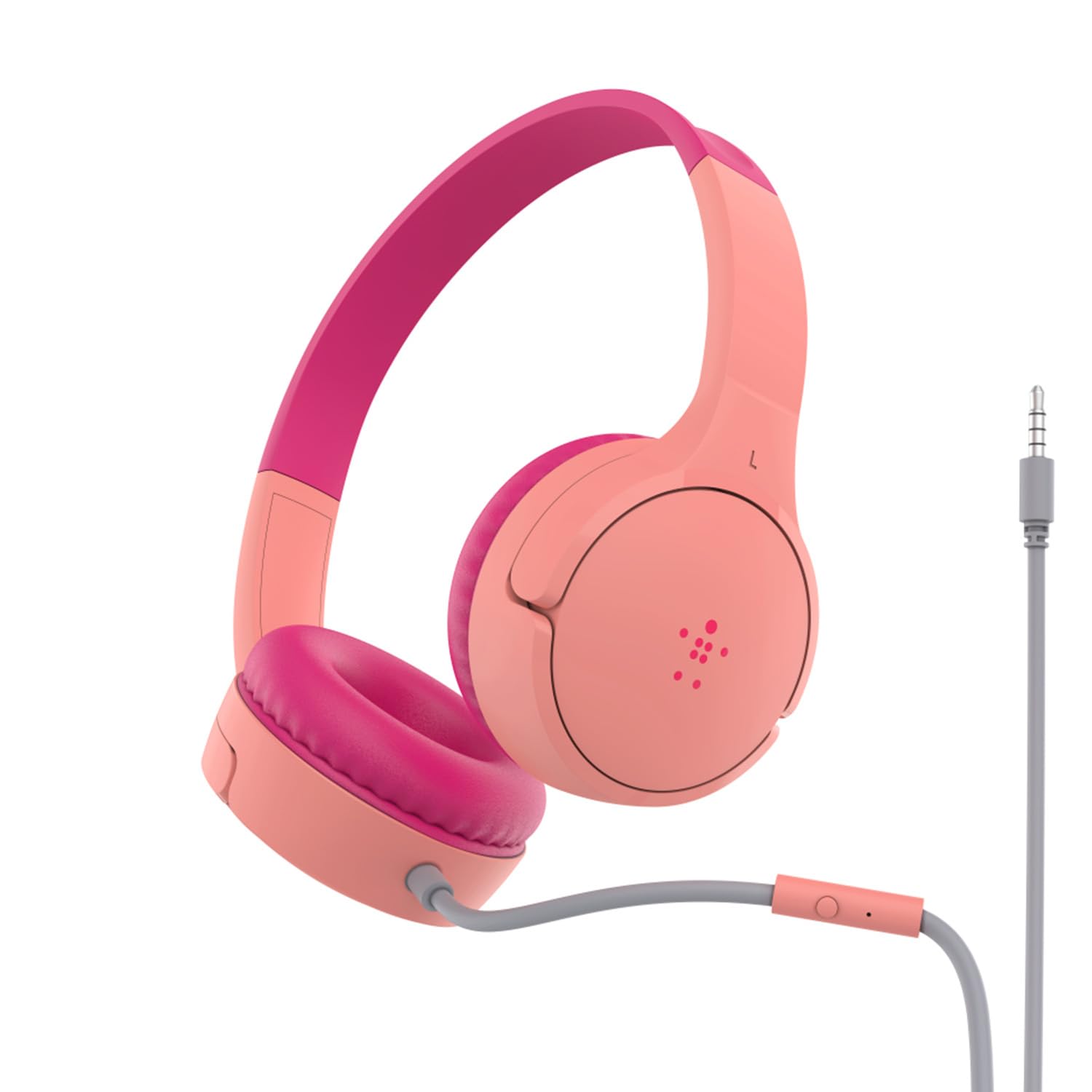 Belkin SoundForm Mini Wired On-Ear Headphones for Kids, Over-Ear Headset for Children with inline Microphone for Online Learning, School, Travel, Play, For 3.5mm Compatible Devices - Pink