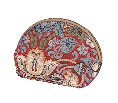 Signare Tapestry Cosmetic Bag/Make-up Bag in William Morris Strawberry Thief Design (Red)