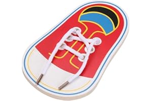 Wooden Threading Shoes Training Board for Early Learning, Learn to Tie Shoelaces, Lacing Kit