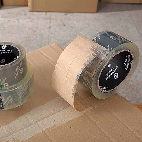 Quiet, Industrial Grade Clear Packing Tape (6 Rolls) - 60 Yards per Roll - 2" Wide x 2.7 mil Thick, Acrylic Adhesive Heavy Duty Tape for Box Office Moving Packaging Shipping, Free Tape Cutte