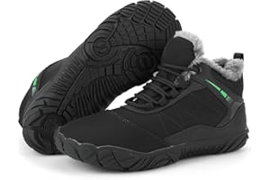 Yoyumtz Winter Snow Boots for Women Men Hike Barefoot Shoes Minimalist Winter Snow Boots Zero Drop & Wide Toe Box & Waterproof Fur Lining Snow Booties Warm Hike Shoes