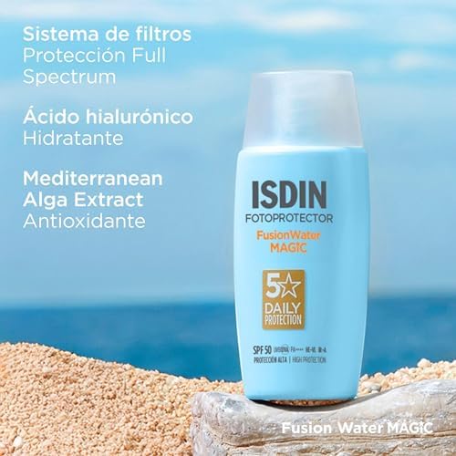 Fotoprotector Fusion Water MAGIC SPF 50, Protector Solar Facial De Uso Diario Ultraligero Y Absorción Inmediata, Crema Solar Que Protege Frente Al Daño Solar Con Tecnología Full Spectrum -50 ml