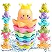 YANSION Bath Toys for Toddlers Kids Boys Girls Waterfall Octopus Stacking Cups Bathtub Toys for 1 Year Old & Up Fun Nesting Sea Ocean Animals for Swimming Pool Beach Sand 6 Pieces