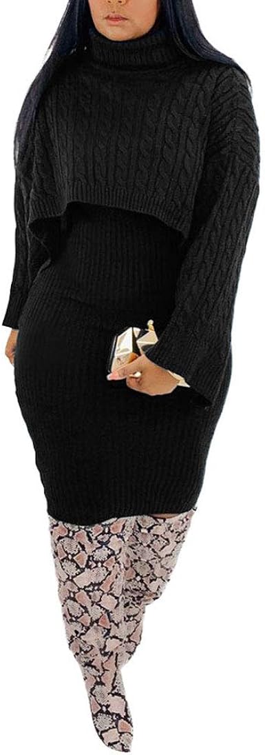 high neck long sleeve women's sweater dress