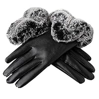 rowna Winter Gloves, PU Leather Touch Screen Winter Cycling Gloves Outdoor Sports Ladies Mittens, for Climbing Cycling Fitness Hiking