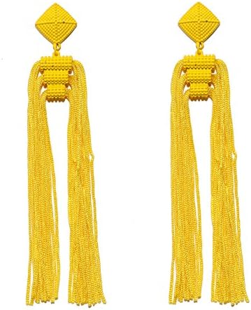 MOOCHI Women Colorful Round Semi-Circle Bohemian Beaded Drop Tassel Hoop Dangle Earrings Deep Purple