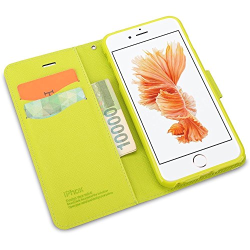 iPhone 6S Leather Case,iPhone 6 Leather Case, IPHOX Premium Folio Leather Wallet Case with [Kickstand] [Card Slots] [Magnetic Closure] Flip Notebook Cover Case for iPhone 6/6S (Blue) - Thumbnail 7