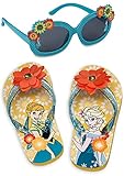 Disney Store Anna and Elsa Flip Flop Sandals and Sunglasses Set