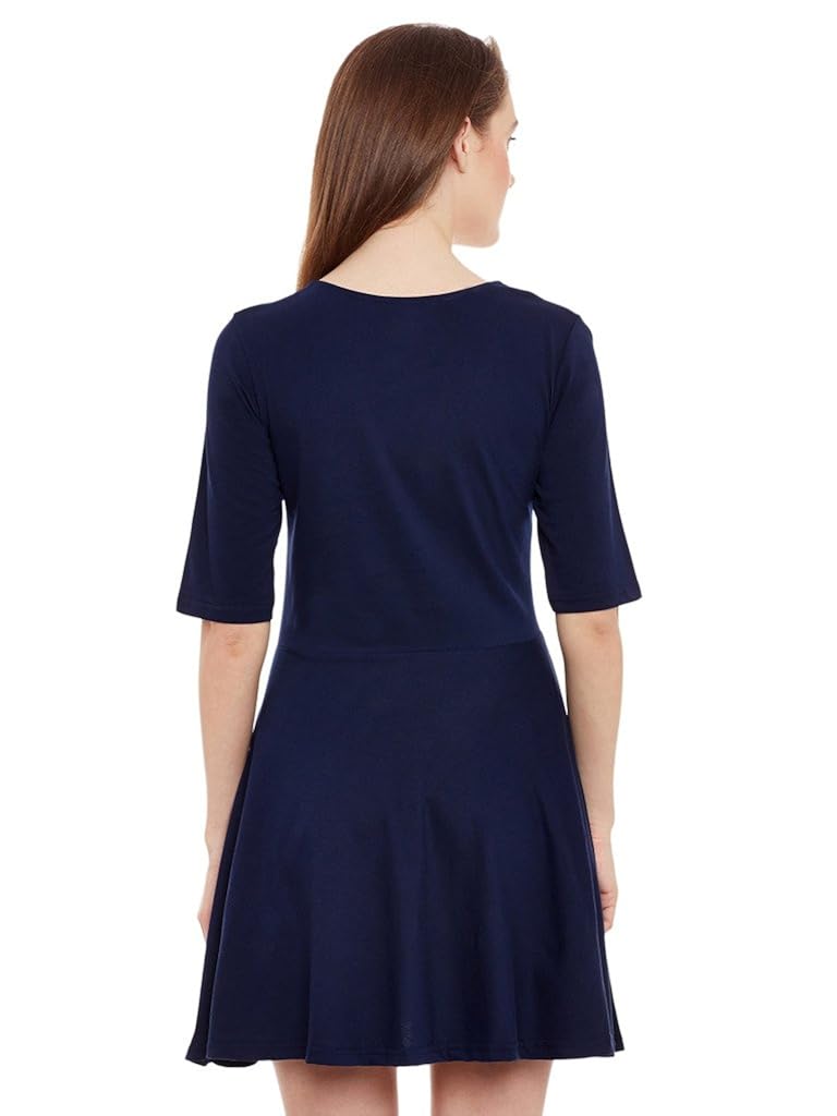 miss chase womens navy blue skater dress