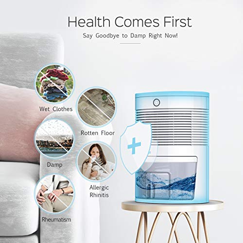 Homasy Mini Dehumidifier, 2200 Cubic Feet (220 sq ft) Compact and Portable 600ml (19 oz) Capacity Quiet Auto Off for Home, Kitchen, Bedroom, Bathroom, Basement, Caravan, Office, RV, Garage