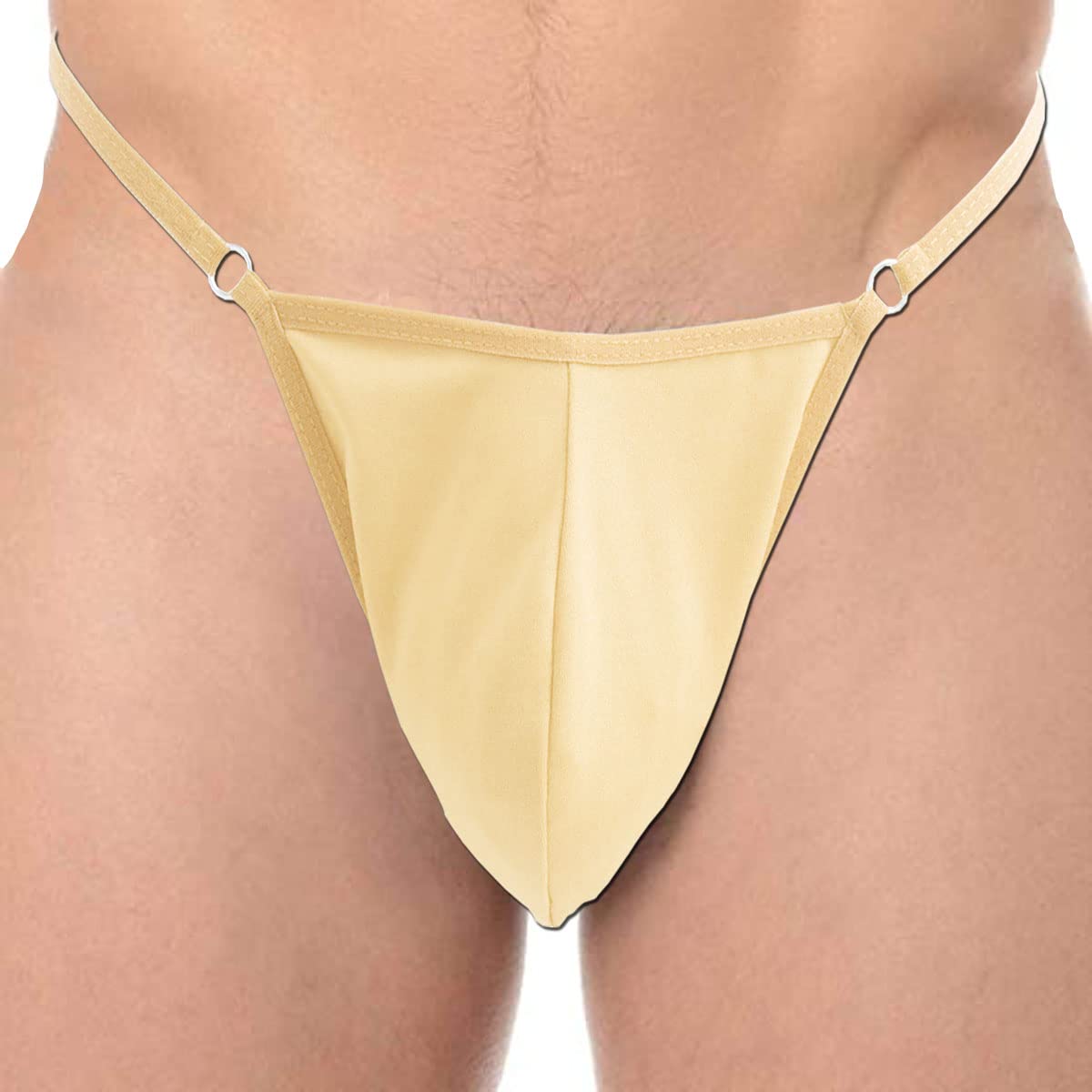 VemeFufu String Mankini for Men Funny UK Hot Swimming Men's Thong String Soft Briefs Mankini Costume Underwear Light Brown