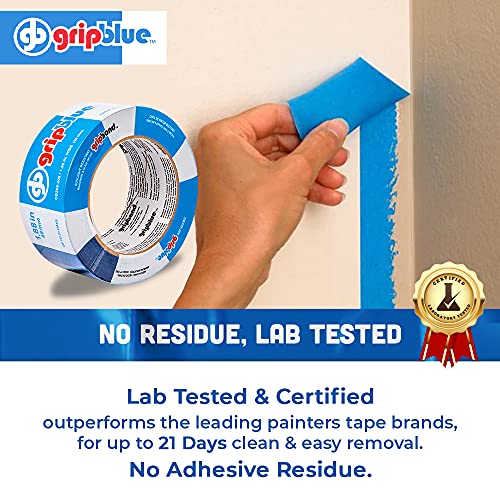 GripBlue Blue Painters Tape 2 inch Wide, Masking Tape Blue 1.88in x