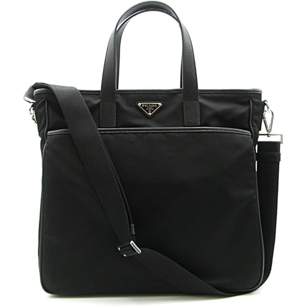 Amazon.com: Prada Tessuto Nylon & Saffiano Leather Black Top Zip