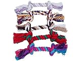 MAKIYO Dog Puppy Pet Cotton Multicolor Braided Bone Rope Chew Knot Toy Home Funny Tool