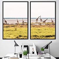 2 Piece Framed Canvas Wall Art Giraffes Canvas Prints Home Artwork Decoration for Living Room,Bedroom - 16