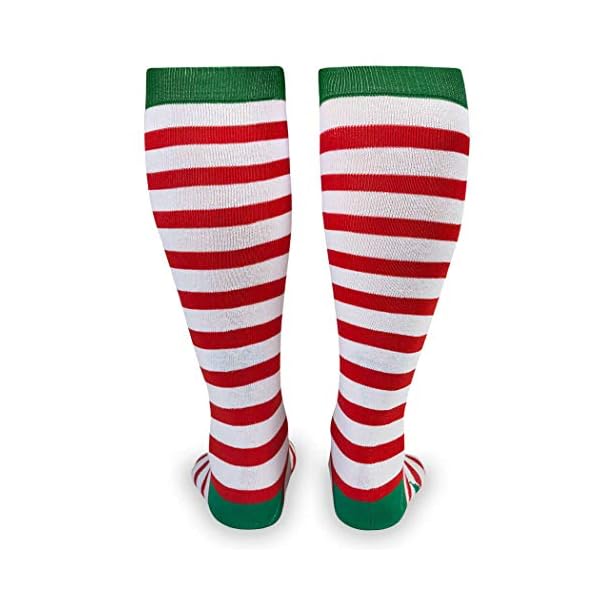Gone For a Run Knee High Half Cushioned Athletic Running Sock | Running Christmas Elf (Red and White Stripes/Green) one… - Image 3
