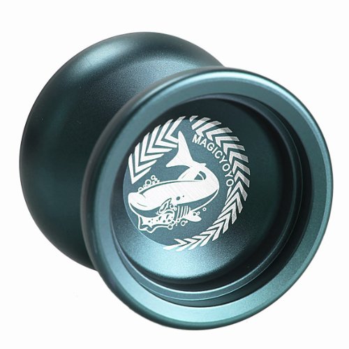 MAGICYOYO Professional Yoyo Shark Honor N12 Yoyo Long Time Spinning Yoyo, Sand Blasted Finish Yoyo with 12 Yoyo Strings, 1 Yoyo Holster, 1 Yoyo Glove (Blue)
