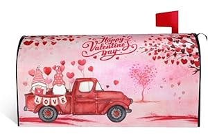 ADIKJXQH Happy Valentines Day Mailbox Cover, Magnetic 18 X 21 Inch Valentines Day Mailbox Post Cover Waterproof Love Tree Truck Valentine Decoration Mailbox Post Wraps for Yard Porch