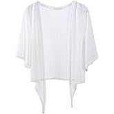 Shiyifa Women's Shrugs 3/4 Sleeve Open Front Cardigan Lightweight Tie Front Bolero Shrug