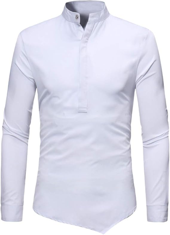 Amazon シャツ メンズ Yindaity 立ち襟 シャツ 男性 通勤 トップス 上着 速乾 軽薄 通気 人気 上品 シャツ ビジネス カジュアル 通勤 トップス 前開きシャツ シンプル 冬 おしゃれ カットソー 普段着 シンプル Yシャツ 日常 シャツ