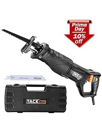 TACKLIFE - Sierra de recambio clásica con mango giratorio (izquierda y derecha, 90°), sierra sable 0~2800SPM, 2 hojas (madera 6T HCS, metal 14T BIM), funda de transporte, luces LED, sierra de receta ideal para DIY RPRS01A
