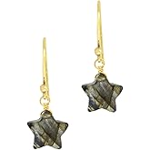 Gempires Labradorite Dangle Earrings For Women Lightweight Crystal Earrings Star Fashion Jewelry- Hypoallergenic Gold Plated Hooks Handmade Gemstone Jewelry