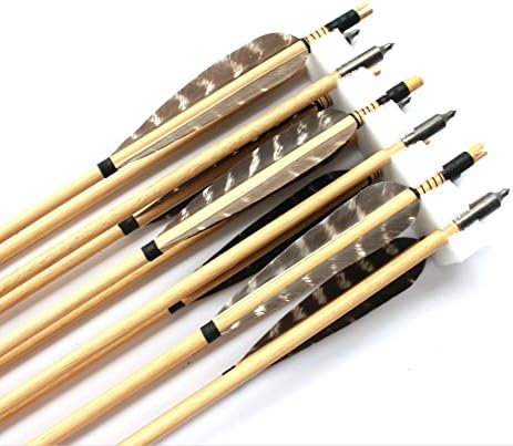 MAYARMS Self-Nocked Archery Arrows Target Arrows Handmade Wood Arrows for Longbow Pack of 12 (28 inches)