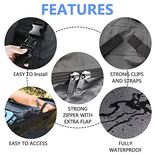 Car Top Carrier 17 cubic Bag with 8 Reinfored Straps 100% Waterproof,Car Top Carriers for Vehicles with Racks - Car Roof Storage Car Carrier - Roof Bag includes Heavy Duty Straps - Fits All Roof Racks - Thumbnail 4