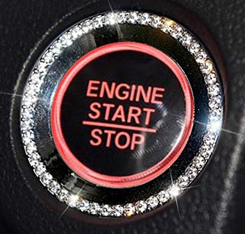 YUWATONCar Interior Trim Accessories Parts Rihinestone Decals fit for Honda Bling Accessories Accord Inspire 2018-2019 (Silver, Ignition Start ring 1 piece)