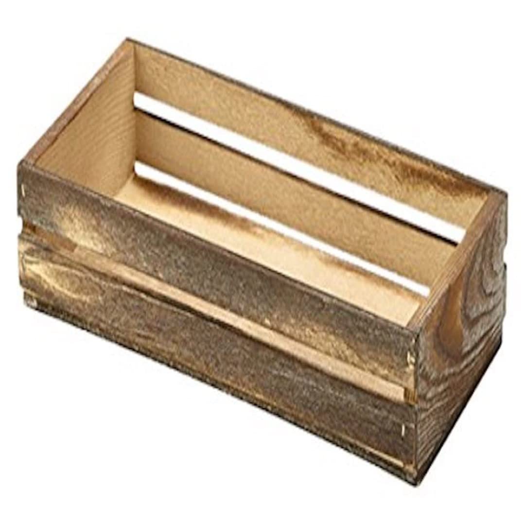 Genware NEV-TR215 Wooden Crate, Dark Rustic Finish, 25 cm x 12 cm x 5 cm