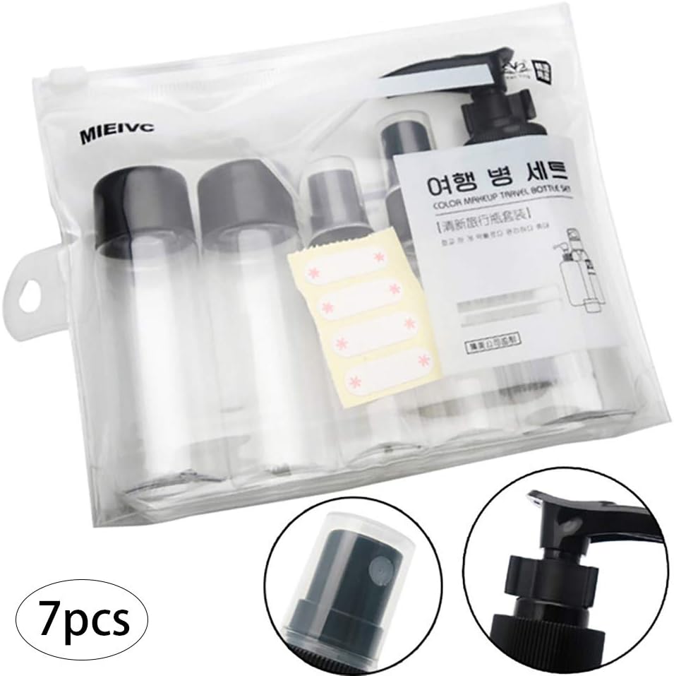 1Set Clear Plastic Travel Bottle Toiletries Liquid Containers Makeup Liquid Containers Refillable Plastic Bottle Kit Refillable Plastic Bottle Kit For Shampoo Lotion