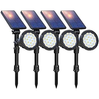 DBF Solar Lights Outdoor Upgraded, 18 LED Waterproof Solar Landscape lights Solar Spotlight Wall Light Auto On/Off Wireless Landscape Lighting for Garden Yard Pathway Pool Area, Pack of 4 (Cool White)