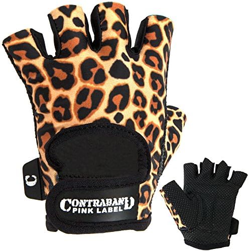 5297 Womens Design Series Leopard Print Lifting & Rowing Gloves (Pair) - Lightweight Vegan Medium Padded Microfiber Amara Leather w/Griplock Silicone