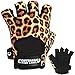Contraband Pink Label 5297 Womens Design Series Leopard Print Lifting & Rowing Gloves (Pair) - Lightweight Vegan Medium Padded Microfiber Amara Leather w/Griplock Silicone (Orange/Black Small)
