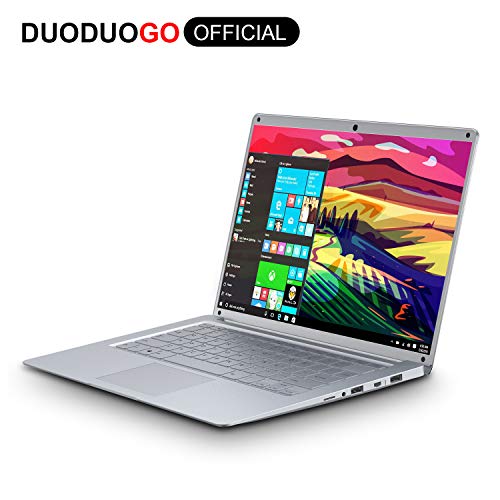 DUODUOGO P18 Windows 10 Laptop14 FHD Bezel-Less IPS Screen Intel Celeron J3455 Notebook with Backlit Keyboard (Silver)