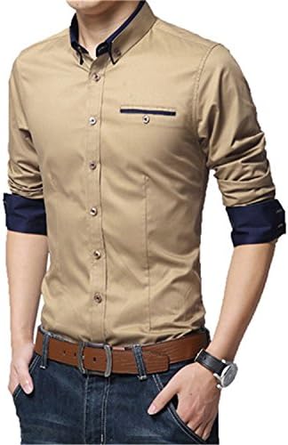 Michael Stevenson New Spring Cotton Shirts Men Long Sleeve Slim Fit Shirt Pure Color Modern Casual Camisa Big Size 5Xl Yellow Asian Size 5Xl
