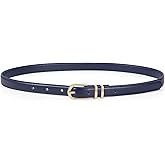 JASGOOD Womens Skinny Leather Belt Ladies Thin Faux Leather Belt with Gold/Silver Buckle for Jeans Dress Pants